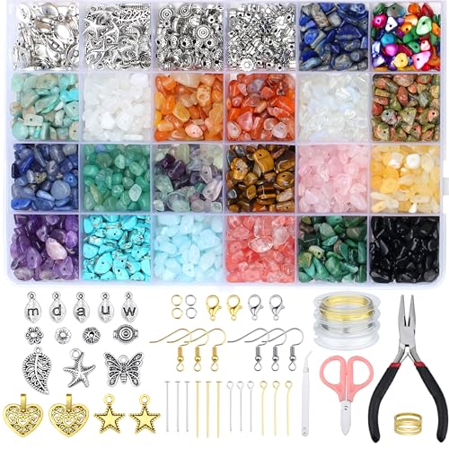 GUJOXILA Schmuck Selber Machen Set 20 Farben 5-8mm Kristalle Edelsteine Perlen Armbänder Selber Machen Set mit 1200 Unregelmäßige Kristall Perlen für Armband Ringe Ohrringe Schmuckherstellung GUJOXILA Schmuck Selber Machen Set 20 Farben 5-8mm Kristalle Edelsteine Perlen Armbänder Selber Machen Set mit 1200 Unregelmäßige Kristall Perlen für Armband Ringe Ohrringe Schmuckherstellung von GUJOXILA