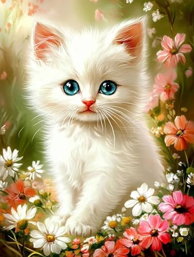 DIY 5D Diamond Painting Pflanze, Diamond Painting Erwachsene Katze Diamant Painting Bilder, Diamond Painting Runde Steine, Basteln Erwachsene Malerei, Zimmer Deko Wohnzimmer, Geschenk 20x30 cm G-622 von GUKUGEKO