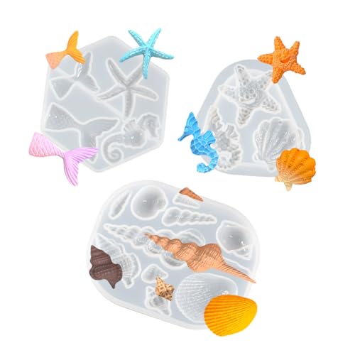Silikonformen mit Meeresmotiven, Ozean, Kunstharzformen für Muscheln, Seesterne, Meerjungfrauenschwanz-Anhänger, wiederverwendbare Bastelformen, Schmuck, Kuchen, Schokolade, Seifenherstellung Silikonformen mit Meeresmotiven, Ozean, Kunstharzformen für Muscheln, Seesterne, Meerjungfrauenschwanz-Anhänger, wiederverwendbare Bastelformen, Schmuck, Kuchen, Schokolade, Seifenherstellung von GULELAYAR
