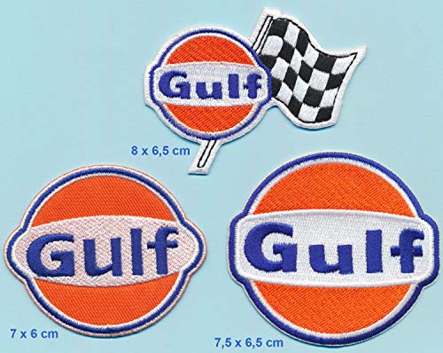 GULF Aufnäher Aufbügler Patches 3 Stück Racing Team Motorsport TURBOVERSAND von Gulf