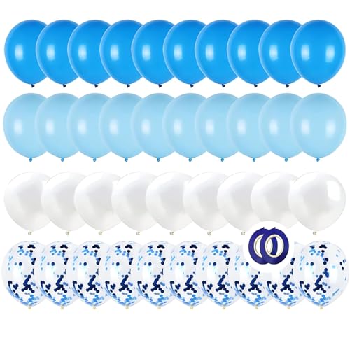 GUO-YING 60 Stück Luftballons Blau Weiss, 60 Stück Luftballons Blau mit Konfetti Ballons Blau für Hochzeit Geburstagsdeko Babyparty Junge Dekoration Valentinstag (Blau) GUO-YING 60 Stück Luftballons Blau Weiss, 60 Stück Luftballons Blau mit Konfetti Ballons Blau für Hochzeit Geburstagsdeko Babyparty Junge Dekoration Valentinstag (Blau) von GUO-YING