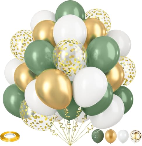 GUO-YING Luftballons Weiß Gold Geburtstags Party Deko Birthday D (Salbei Grün) von GUO-YING