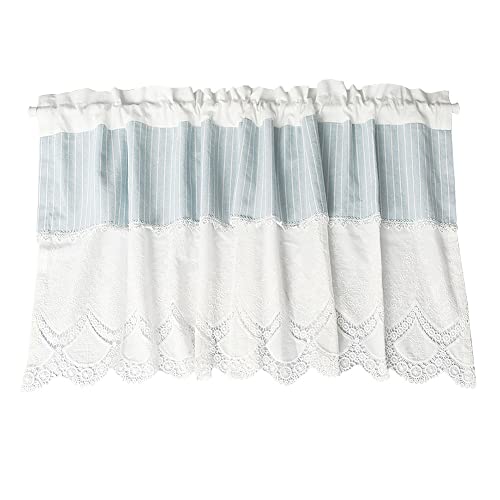 GUOCU Landhausstil Bestickt blau weiß gestreift Spitze kurzer Vorhang türvorhang Staubdichter Halbe Fenstervorhänge Kurzgardine für kleine Fenster Weiß Blau GUOCU Landhausstil Bestickt blau weiß gestreift Spitze kurzer Vorhang türvorhang Staubdichter Halbe Fenstervorhänge Kurzgardine für kleine Fenster Weiß Blau von GUOCU