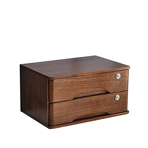 Schubladenbox Holz Aufbewahrungsbox, Abschließbarer Schreibtisch-Schubladenschrank Aus Holz Für Bürobedarf, A4/Quittungsdatei-Organizer – Flacher Aktenschrank Mit Mehreren Schubladen(A,2 drawers) von GUODDM