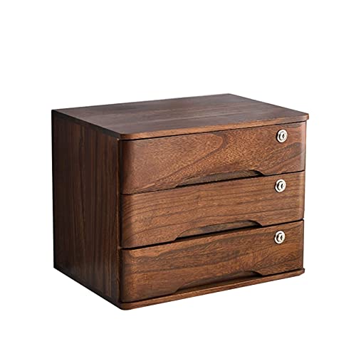 Schubladenbox Holz Aufbewahrungsbox, Abschließbarer Schreibtisch-Schubladenschrank Aus Holz Für Bürobedarf, A4/Quittungsdatei-Organizer – Flacher Aktenschrank Mit Mehreren Schubladen(A,3 drawers) von GUODDM