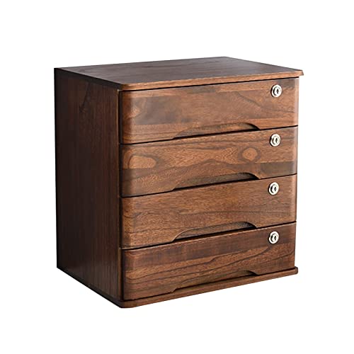 Schubladenbox Holz Aufbewahrungsbox, Abschließbarer Schreibtisch-Schubladenschrank Aus Holz Für Bürobedarf, A4/Quittungsdatei-Organizer – Flacher Aktenschrank Mit Mehreren Schubladen(A,4 drawers) von GUODDM