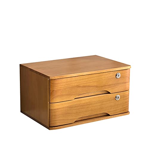 Schubladenbox Holz Aufbewahrungsbox, Abschließbarer Schreibtisch-Schubladenschrank Aus Holz Für Bürobedarf, A4/Quittungsdatei-Organizer – Flacher Aktenschrank Mit Mehreren Schubladen(C,2 drawers) von GUODDM