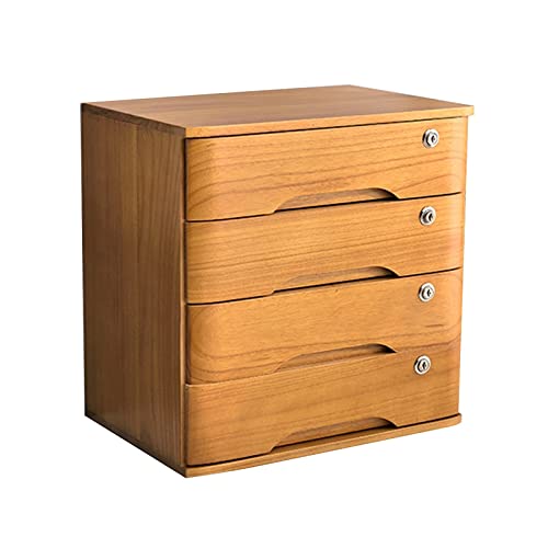 Schubladenbox Holz Aufbewahrungsbox, Abschließbarer Schreibtisch-Schubladenschrank Aus Holz Für Bürobedarf, A4/Quittungsdatei-Organizer – Flacher Aktenschrank Mit Mehreren Schubladen(C,4 drawers) von GUODDM
