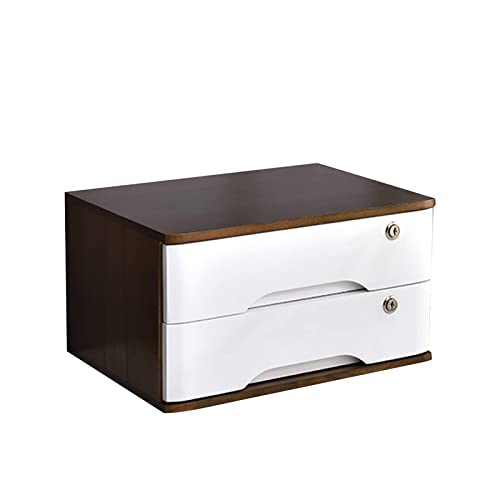 Schubladenbox Holz Aufbewahrungsbox, Abschließbarer Schreibtisch-Schubladenschrank Aus Holz Für Bürobedarf, A4/Quittungsdatei-Organizer – Flacher Aktenschrank Mit Mehreren Schubladen(D,2 drawers) von GUODDM