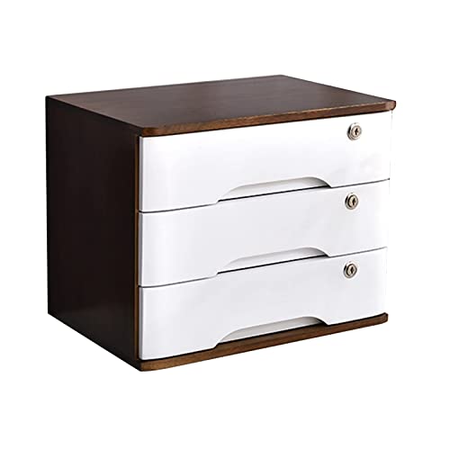 Schubladenbox Holz Aufbewahrungsbox, Abschließbarer Schreibtisch-Schubladenschrank Aus Holz Für Bürobedarf, A4/Quittungsdatei-Organizer – Flacher Aktenschrank Mit Mehreren Schubladen(D,3 drawers) von GUODDM
