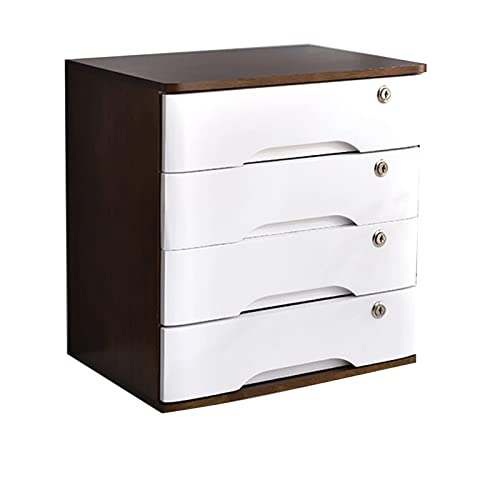 Schubladenbox Holz Aufbewahrungsbox, Abschließbarer Schreibtisch-Schubladenschrank Aus Holz Für Bürobedarf, A4/Quittungsdatei-Organizer – Flacher Aktenschrank Mit Mehreren Schubladen(D,4 drawers) von GUODDM