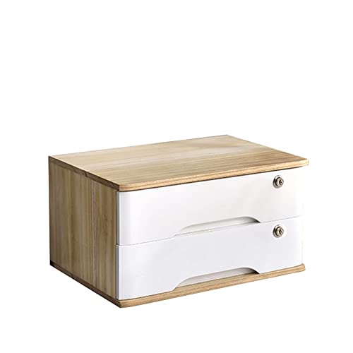 Schubladenbox Holz Aufbewahrungsbox, Abschließbarer Schreibtisch-Schubladenschrank Aus Holz Für Bürobedarf, A4/Quittungsdatei-Organizer – Flacher Aktenschrank Mit Mehreren Schubladen(E,2 drawers) von GUODDM
