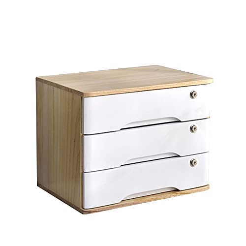 Schubladenbox Holz Aufbewahrungsbox, Abschließbarer Schreibtisch-Schubladenschrank Aus Holz Für Bürobedarf, A4/Quittungsdatei-Organizer – Flacher Aktenschrank Mit Mehreren Schubladen(E,3 drawers) von GUODDM