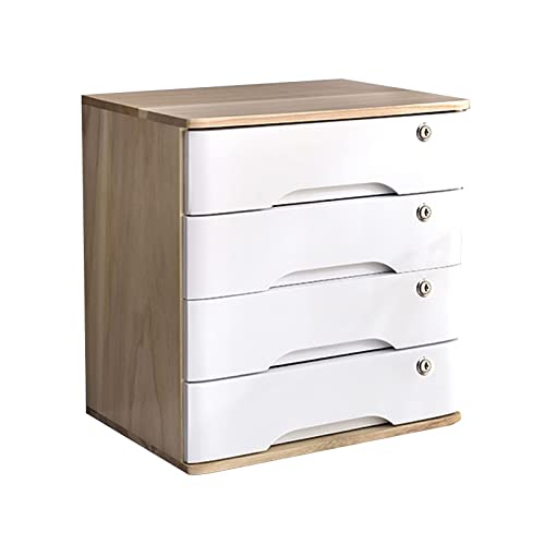 Schubladenbox Holz Aufbewahrungsbox, Abschließbarer Schreibtisch-Schubladenschrank Aus Holz Für Bürobedarf, A4/Quittungsdatei-Organizer – Flacher Aktenschrank Mit Mehreren Schubladen(E,4 drawers) von GUODDM