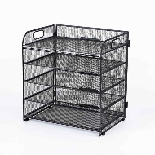 Schubladenbox Netz-Aktenregale Mit Griff – 5-stufiger Organizer-Briefablage, Schreibtischsortiererhalter For Briefe/A4 Im Büro(Black) von GUODDM