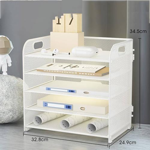 Schubladenbox Netz-Aktenregale Mit Griff – 5-stufiger Organizer-Briefablage, Schreibtischsortiererhalter For Briefe/A4 Im Büro(Purple) von GUODDM
