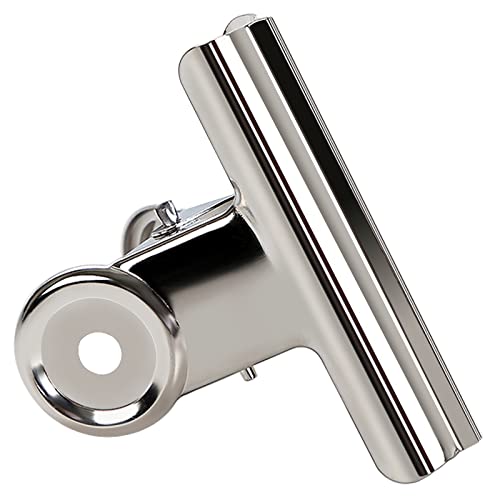 GUOKOFF 63mm Bulldogge Clip Große, 12 Stück Metall Scharnier Clips, Silber Edelstahl Papierbinder, Bulldog Binder Clips Büroklammern für Bilder, Fotos, Küche und Büro von GUOKOFF