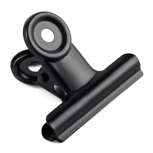 GUOKOFF 12 Stück Large Bulldogge Clips, 63mm Bulldogge Klammern Groß, Metall Bull Clips, Bulldog Binder Clips Büroklammern für Bilder, Fotos, Küche und Büro (Schwarz) von GUOKOFF