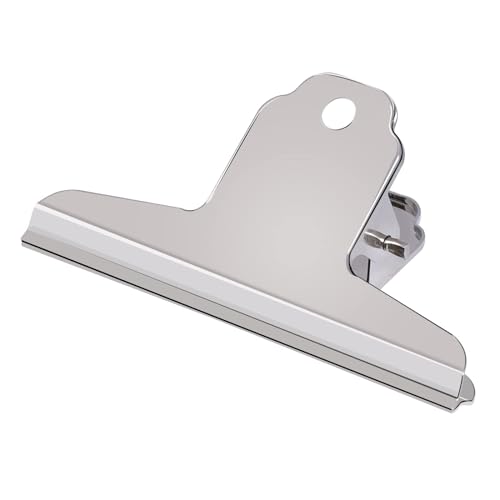 GUOKOFF 12 Stück Bulldogge Clip Große, 4 Zoll / 100mm Metall Scharnier Clips, Silber Edelstahl Papierbinder, Bulldog Binder Clips Büroklammern für für Bilder, Fotos, Küche und Büro von GUOKOFF