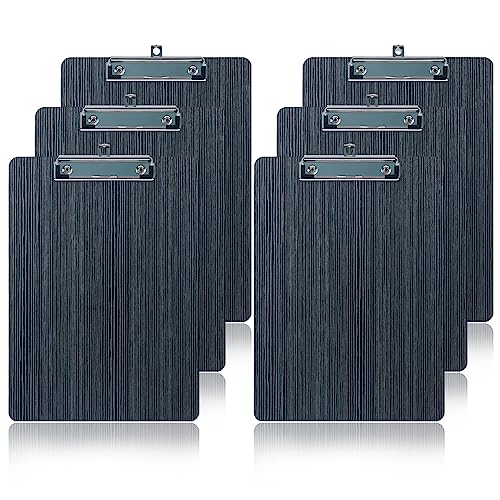 GUOKOFF Klemmbrett A5, 6 Stück Klemmbrett Holz, Hartplatten Klemmbrett A5 mit Gummierter Metalklemme, Schreibbrett Pad Halter Clipboard DIN A5, Schwarz von GUOKOFF