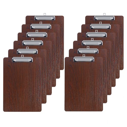 GUOKOFF Klemmbrett Holz A5, 12 Stück Klemmbrett A5, Schreibbrett Klemmbrett mit Metalklemme, Schreibplatte Klemmbretter Clipboard DIN A5 von GUOKOFF