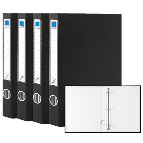 GUOKOFF Ringbuch A4, 4 Stück Ringbücher, 45mm Rücken, Kunststoff Ringbuch Mit 3 Ringen, Ringbuchordner für Geschäft, Büro, Schule (Schwarz) von GUOKOFF