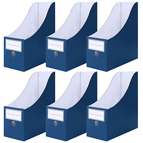 GUOKOFF Stehsammler Pappe, 6 Stück Zeitschriftensammler, Stehsammler mit Etiketten, Desktop-organizer Stehsammler, 10 x 26 x 26,7cm, Blau von GUOKOFF