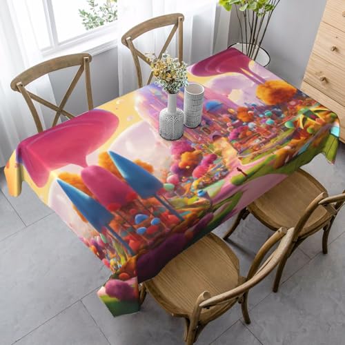 GUOLGP Candy Land Print Multifunktionstischdecke, rechteckig, wasserdicht, für Küche, Esszimmer, 89 x 140 cm von GUOLGP