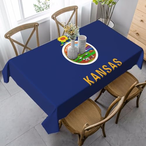 GUOLGP Kansas Multifunktionstischdecke mit Staatsflaggen-Druck, rechteckig, wasserdicht, für Küche, Esszimmer, 89 x 140 cm von GUOLGP