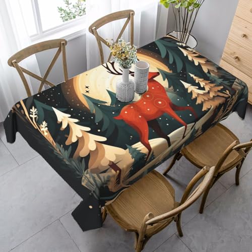 GUOLGP Multifunktionale Tischdecke, Motiv: Frohe Weihnachten, Hirschdruck, 89 x 140 cm, rechteckig, wasserdicht, für Küche, Esszimmer von GUOLGP