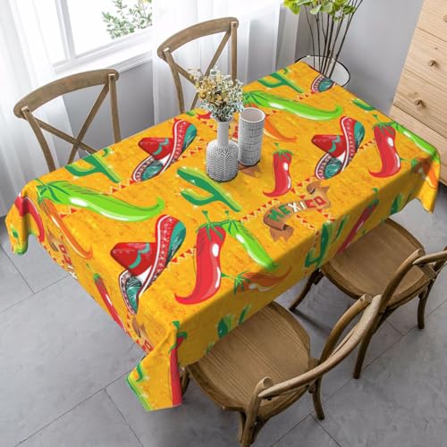 GUOLGP Multifunktionale Tischdecke, Motiv: Kaktushut und Chilischote, 89 x 140 cm, rechteckig, wasserdicht, für Küche, Esszimmer von GUOLGP