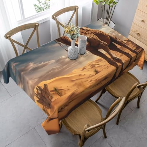 GUOLGP Multifunktionale Tischdecke, rechteckig, wasserdicht, für Küche, Esszimmer, Wüstensand-Kamelmuster, 89 x 140 cm von GUOLGP