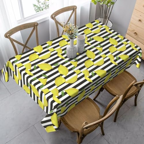 GUOLGP Multifunktionstischdecke, rechteckig, wasserdicht, für Küche, Esszimmer, 89 x 140 cm, Blau gestreift und Zitronenmuster von GUOLGP