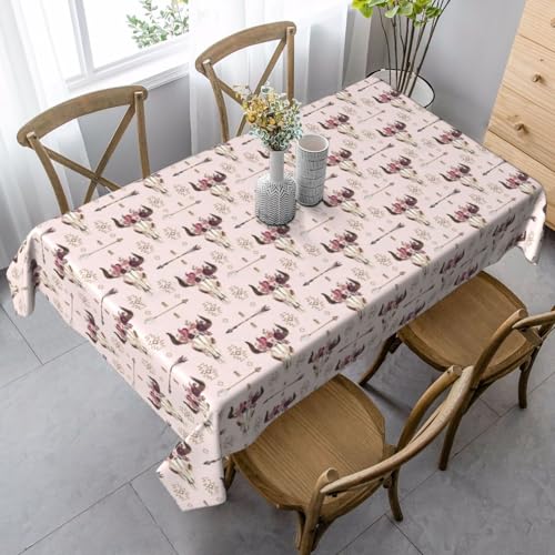 GUOLGP Multifunktionstischdecke mit Bullenschädel und Tribal-Druck, rechteckig, wasserdicht, für Küche, Esszimmer, 89 x 140 cm von GUOLGP