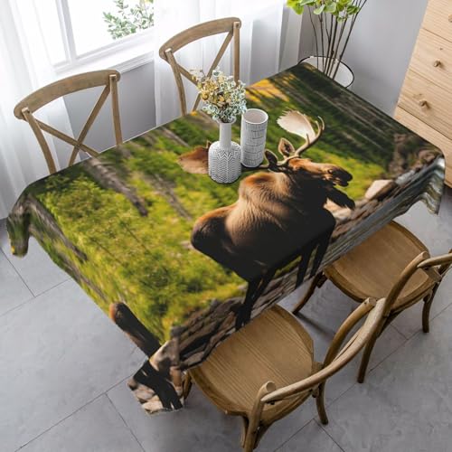 GUOLGP Multifunktionstischdecke mit Hirschbär-Motiv, 89 x 140 cm, rechteckig, wasserdicht, für Küche, Esszimmer von GUOLGP
