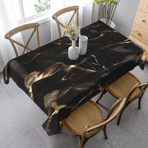 GUOLGP Multifunktionstischdecke mit Marmordruck, rechteckig, wasserdicht, für Küche, Esszimmer, Schwarz / goldfarben von GUOLGP