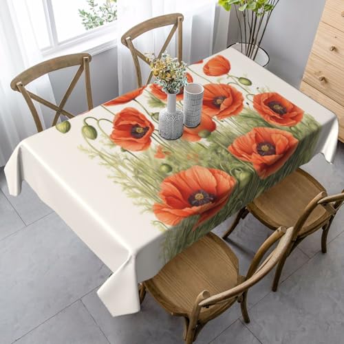 GUOLGP Multifunktionstischdecke mit Mohnblumen-Druck, rechteckig, wasserdicht, für Küche, Esszimmer, 89 x 140 cm von GUOLGP