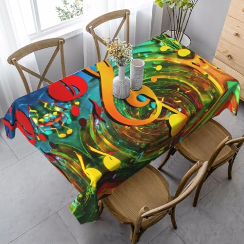 GUOLGP Multifunktionstischdecke mit Musiknoten-Druck, 89 x 140 cm, rechteckig, wasserdicht, für Küche, Esszimmer von GUOLGP