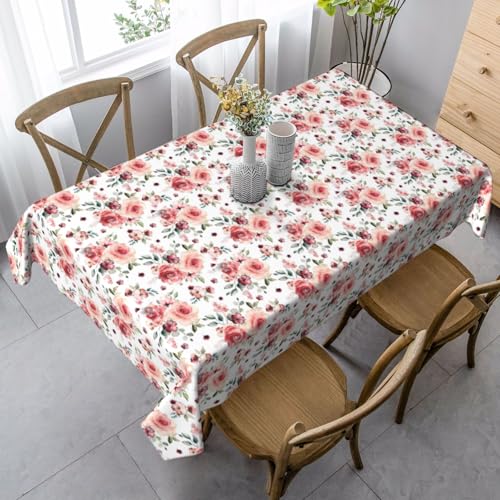 GUOLGP Multifunktionstischdecke mit blühenden Rosen-Blumen, rechteckig, wasserdicht, für Küche, Esszimmer, 89 x 140 cm von GUOLGP