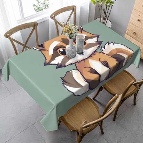 GUOLGP Multifunktionstischdecke mit niedlichem Waschbär-Druck, rechteckig, wasserdicht, für Küche, Esszimmer, 89 x 140 cm von GUOLGP