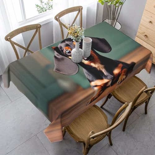 GUOLGP Multifunktionstischdecke mit süßem Dackel-Druck, rechteckig, wasserdicht, für Küche, Esszimmer, 89 x 140 cm von GUOLGP