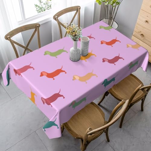 GUOLGP Multifunktionstischdecke mit süßem Dackel-Motiv, rechteckig, wasserdicht, für Küche, Esszimmer, 89 x 140 cm von GUOLGP