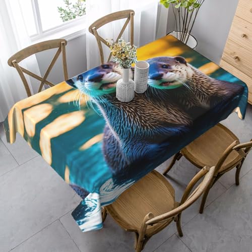 GUOLGP Multifunktionstischdecke mit süßem braunem Otter-Druck, rechteckig, wasserdicht, für Küche, Esszimmer, 89 x 140 cm von GUOLGP