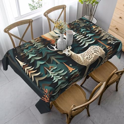 GUOLGP Multifunktionstischdecke mit weihnachtlichem Hirschdruck, rechteckig, wasserdicht, für Küche, Esszimmer, 89 x 140 cm von GUOLGP