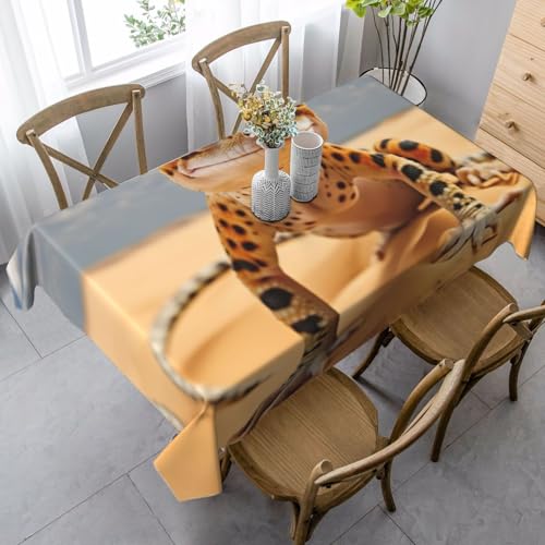 GUOLGP Sandfarbene, multifunktionale Tischdecke, wasserdicht, für Küche, Esszimmer, 89 x 140 cm, Leopardenmuster von GUOLGP