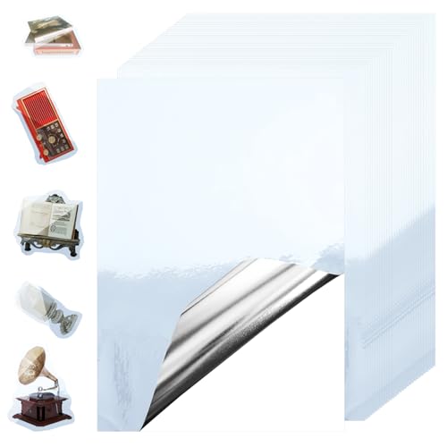 Stickerpapier Papier Zum Bedrucke 30Stk A4 Wasserdicht Bedruckbare Klebefolie Silber holografische Vinyl Sticker Papier Selbstklebend Für Laserdrucker Tintenstrahldrucker Schnell Trocknen 21x29,7cm von GUOSIYAO