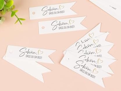 100 Stück Anhänger Schön Dass Du Da Bist, Geschenkanhänger Hochzeit, Etiketten Tags mit Jute-Schnur für Handwerk, Party,Geburtstag, Weihnachten, Geschenkverpackung 100 Stück Anhänger Schön Dass Du Da Bist, Geschenkanhänger Hochzeit, Etiketten Tags mit Jute-Schnur für Handwerk, Party,Geburtstag, Weihnachten, Geschenkverpackung von GUOYIHUA