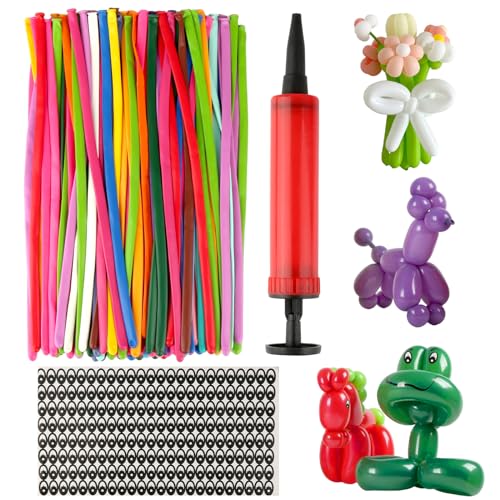 100 Stück Modellierballons, Magisches Luftballons Set, Tiere Balloons, Lange Bunte Latexballon, mit Pumpe und Augenaufklebern, für Geburtstag, Party, Hochzeit, Festival und Event Dekoration 100 Stück Modellierballons, Magisches Luftballons Set, Tiere Balloons, Lange Bunte Latexballon, mit Pumpe und Augenaufklebern, für Geburtstag, Party, Hochzeit, Festival und Event Dekoration von GUOYIHUA