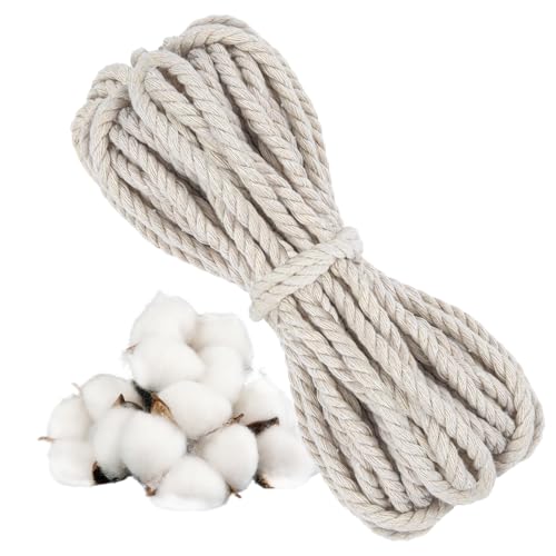 10m Baumwollseil, 6mm Kordel, Baumwolle Cord, Nicht Elastisch Seil, Baumwollkordel, Baumwollschnur für Makramee, Geschenkpapier Dekoration, DIY-Bastelprojekte, Wandbehänge, Pflanzenhänger und Wohna von GUOYIHUA