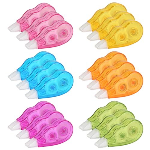 GUOYIHUA 18 Stück Korrekturroller, Mini Korrekturmaus Korrekturband, 5mm Regenbogen-Korrekturroller Maus, 6 Farben (3 von jeder Farbe), für Kinder, Studenten, Büros, Zuhause und Schulen von GUOYIHUA